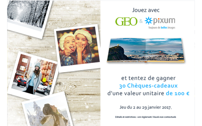 Concours gagnez 30 chèques cadeau Pixum de 100 euros