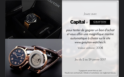 Concours gagnez 5 bons d'achat Grayton watches de 300 euros