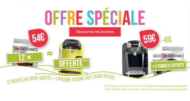 Machine Tassimo gratuite pour l’achat de 12 paquets de dosettes