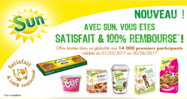 Gamme sun fruit sec 100% remboursé