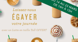 Une boisson Latte tall offerte avec les PopupParty
