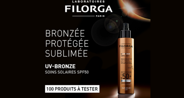 Testez le spray UV-Bronze Corps SPF50+ de Laboratoires Filorga