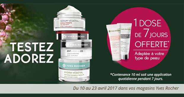 Échantillons gratuits Yves Rocher à retirer en boutique