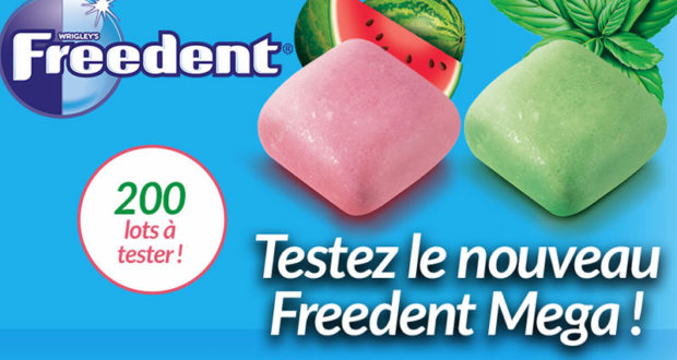 200 lots de chewing-gum Freedent Mega à tester