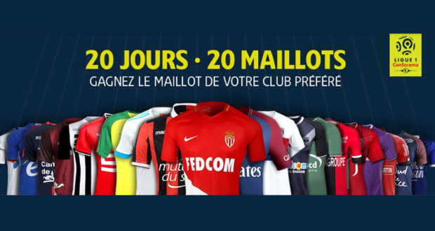 20 maillots de foot d'un club de Ligue 1 au choix