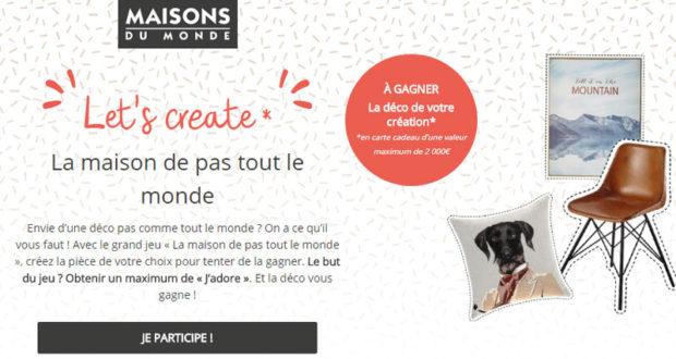 1 lot de 2000 euros de cartes cadeaux Maisons Du Monde