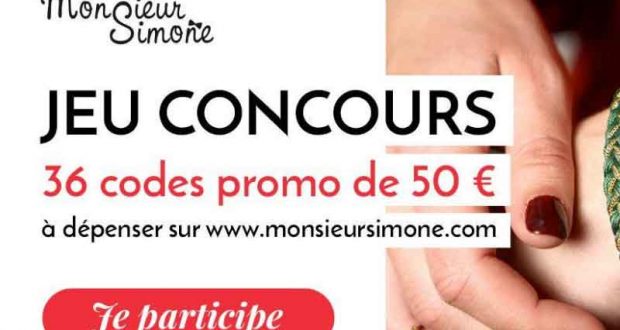 36 bons d'achats Monsieursimone.com de 50 euros