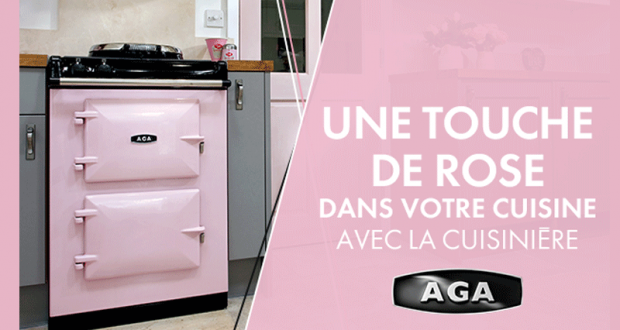 Cuisinière en fonte massive AGA 60 de couleur rose