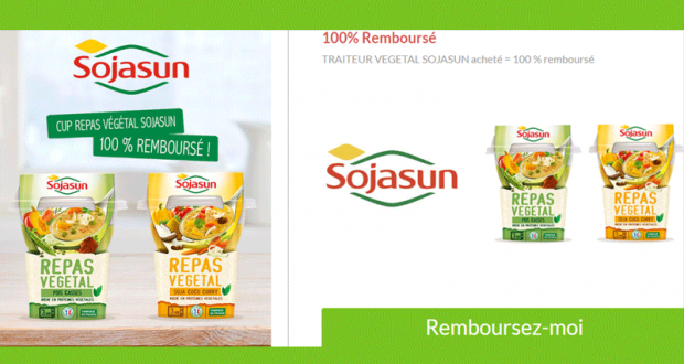 Repas Végétal Sojasun 100% remboursé