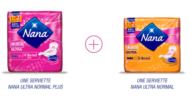 Échantillons gratuits de Serviettes Nana Ultra Normal et Ultra Normal Plus