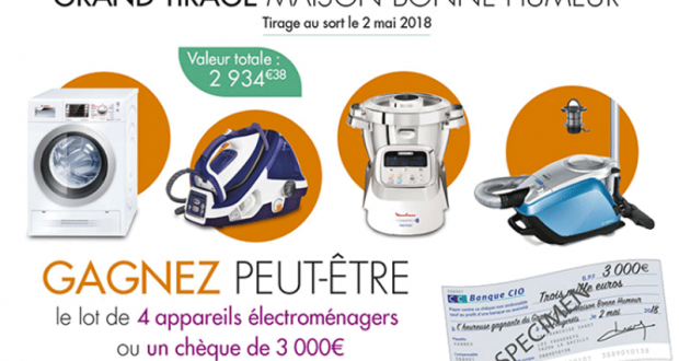 Chèque de 3000 euros Ou un lot de 4 appareils électroménagers