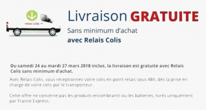 Livraison gratuite en Relais Colis sans minimum d'achat