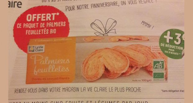 Paquets Gratuits de Palmiers Feuilletés Bio La Vie Claire