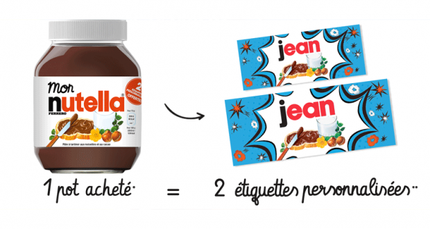 Pot Nutella = 2 étiquettes personnalisées offertes