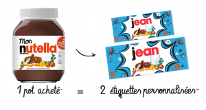 Pot Nutella acheté = 2 étiquettes personnalisées offertes