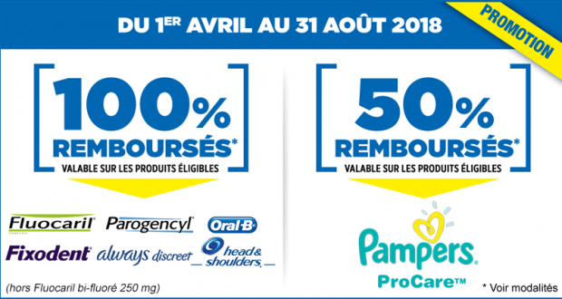 Produits 100% remboursés Pampers, Always Discreet, Head & Shoulders