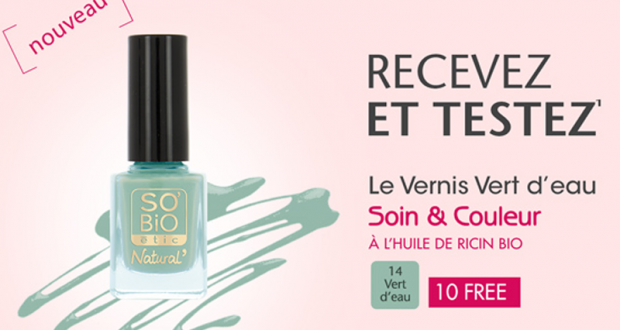 Vernis à ongles Vert d’eau soin & Couleur de SO’BiO étic