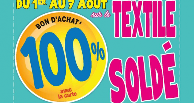 100% remboursés en bons d'achats sur le Textile Soldé