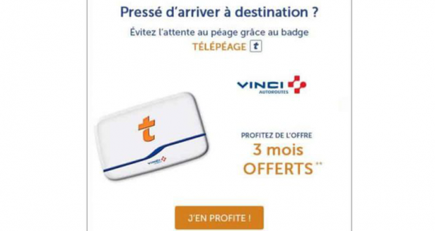 Badge télépéage Vinci 3 mois offerts + livraison gratuite