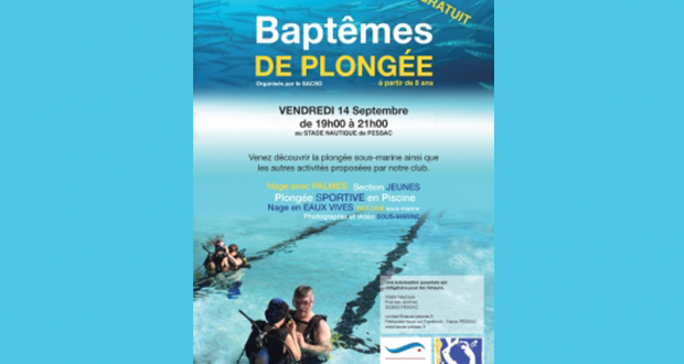 Baptêmes de plongée gratuit au Stade Nautique de Pessac