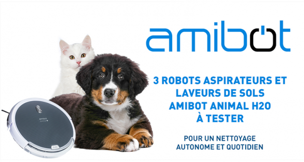 Testez gratuitement le robot aspirateur Amibot Animal H2O