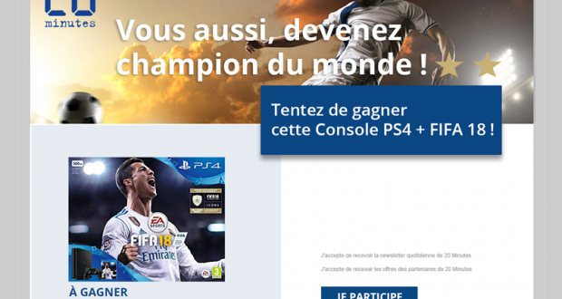 Console de jeux PS4 avec le jeu Fifa 18