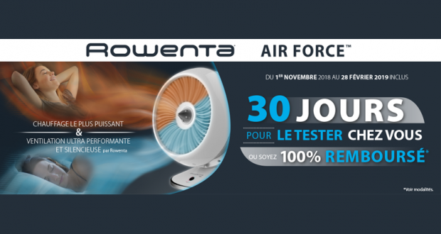Chauffage Ventilateur Air Force Rowenta 100% Remboursé