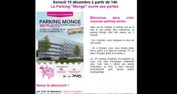 Stationnement gratuit au parking Monge - Dijon