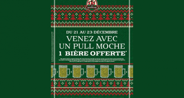 Une bière offerte en venant avec un pull moche