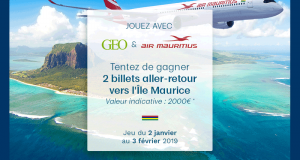 Lot de 2 billets AR à destination de l’Île Maurice