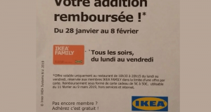 Restaurant Ikea remboursement addition à 100% en carte cadeau