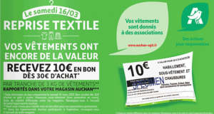 Reprise textile contre 10 euros en bon d’achat Auchan