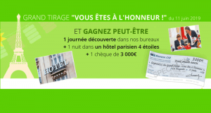 Chèque de 3000 euros avec 1 nuit d'hôtel à Paris