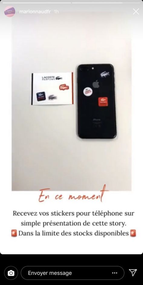 Stickers pour téléphone offerts chez Marionnaud