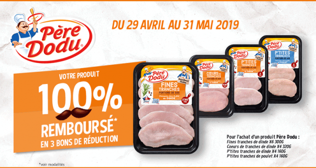 Tranches de Dinde ou P’tite Tranches de Poulet Père Dodu 100% remboursés