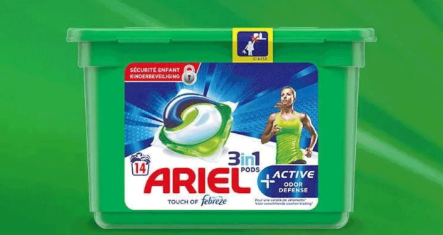 100 paquets de lessive Ariel Pods + Active