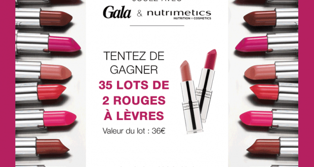 35 lots de 2 rouges à lèvres Nutrimetics offerts