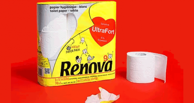 5 lots de 80 rouleaux de papier toilette Renova