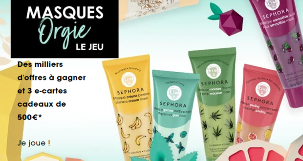 3 e-cartes cadeaux Sephora de 500 euros à gagner