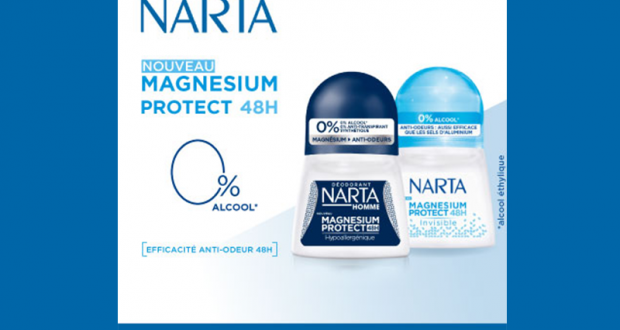 100 déodorants billes Magnésium Protect Narta à tester