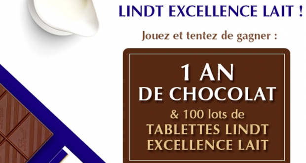 100 lots de 3 tablettes Lindt Excellence Lait offerts