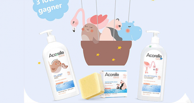 3 lots de 3 produits de soins Accorelle bébé offerts