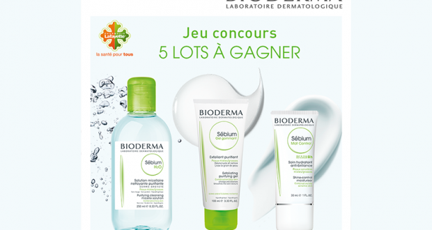 5 lots de 3 produits cosmétiques Bioderma Sébium offerts