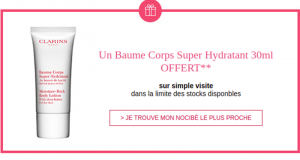 Baume corps Clarins offert sur simple visite