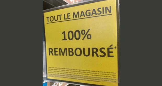 Opération 100% remboursé sur tout le magasin chez TATI