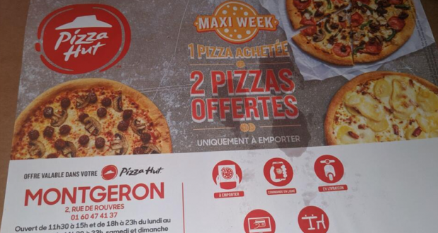 Pizza à emporter achetée = 2 Pizzas offertes