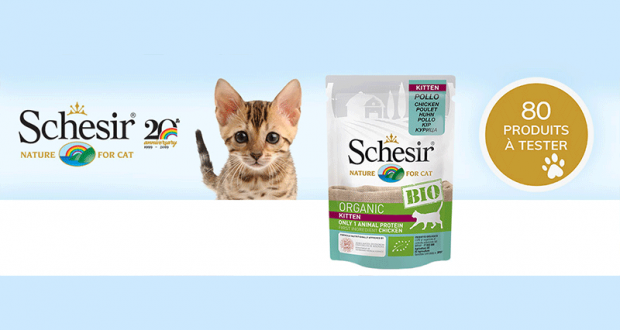 80 Sachets Humide pour chatons Kitten BIO Schesir à tester