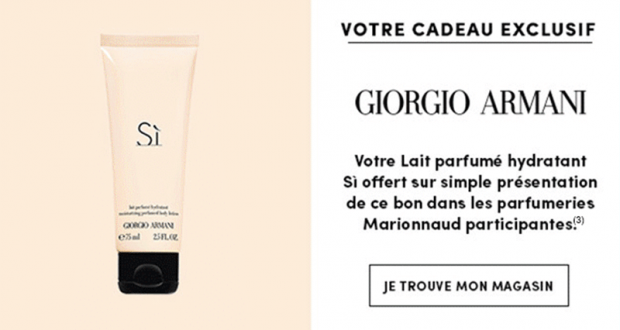 Lait parfumé Si de Giorgio Armani offert sur simple visite