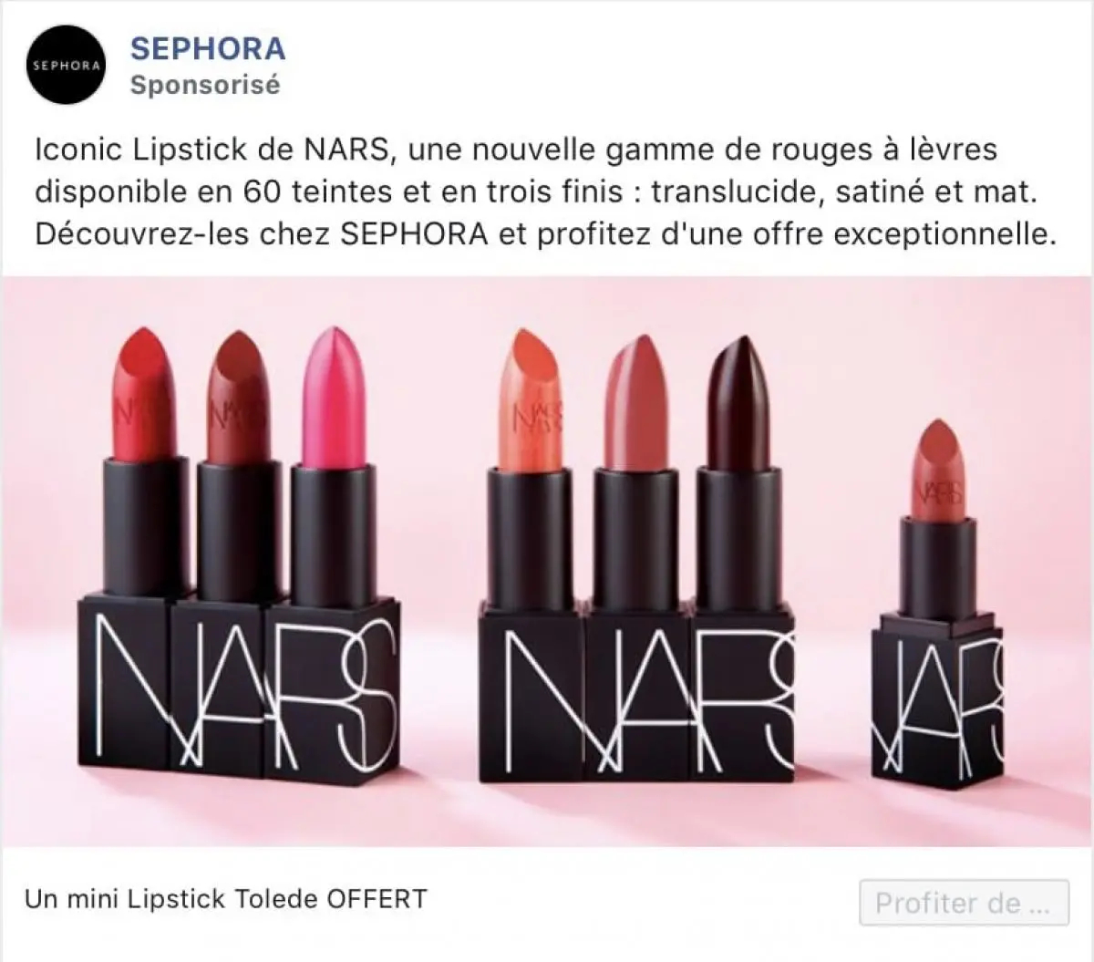 Mini Lipstick Tolede de Nars offert