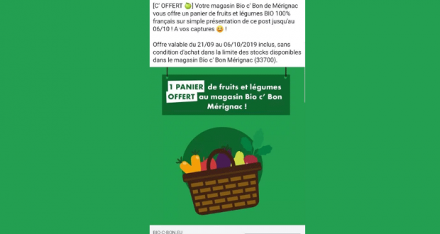 Un panier fruit et légumes offert